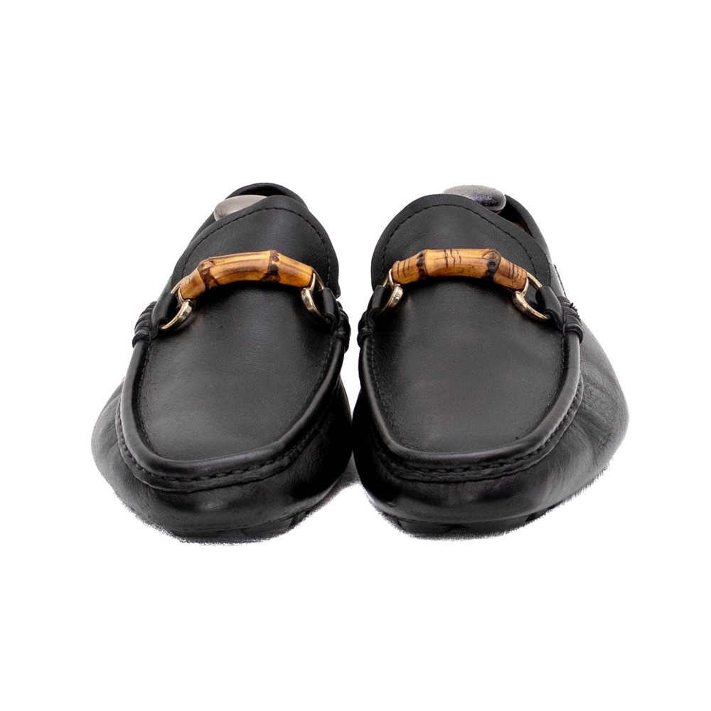 Gucci Black Leather Bamboo Horsebit Loafers Mens UK 9.5 US 10.5 Driver Shoes - Picture 4 of 12